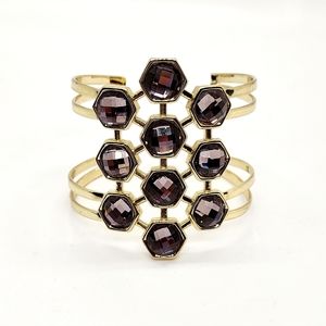 Jewelmint Gold Faceted Crystal Cuff Bracelet